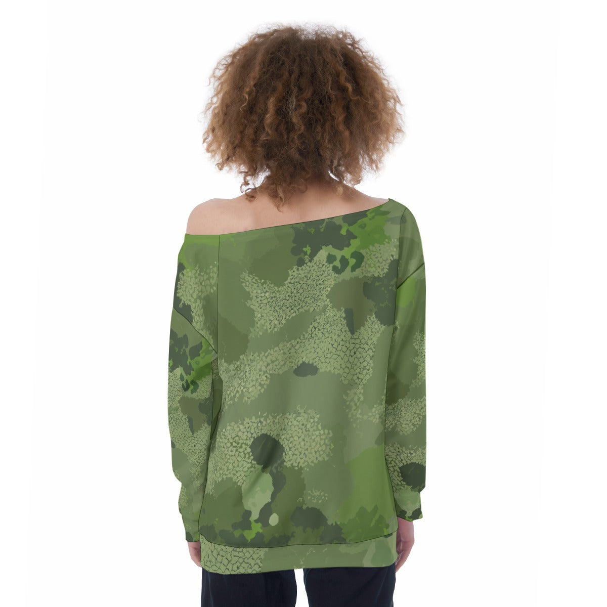 All-Over Print Oversized Women's Off-Shoulder Sweatshirt