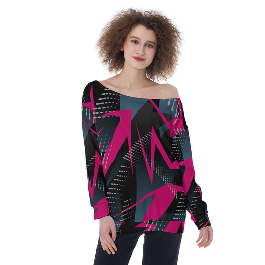 All-Over Print Oversized Women's Off-Shoulder Sweatshirt