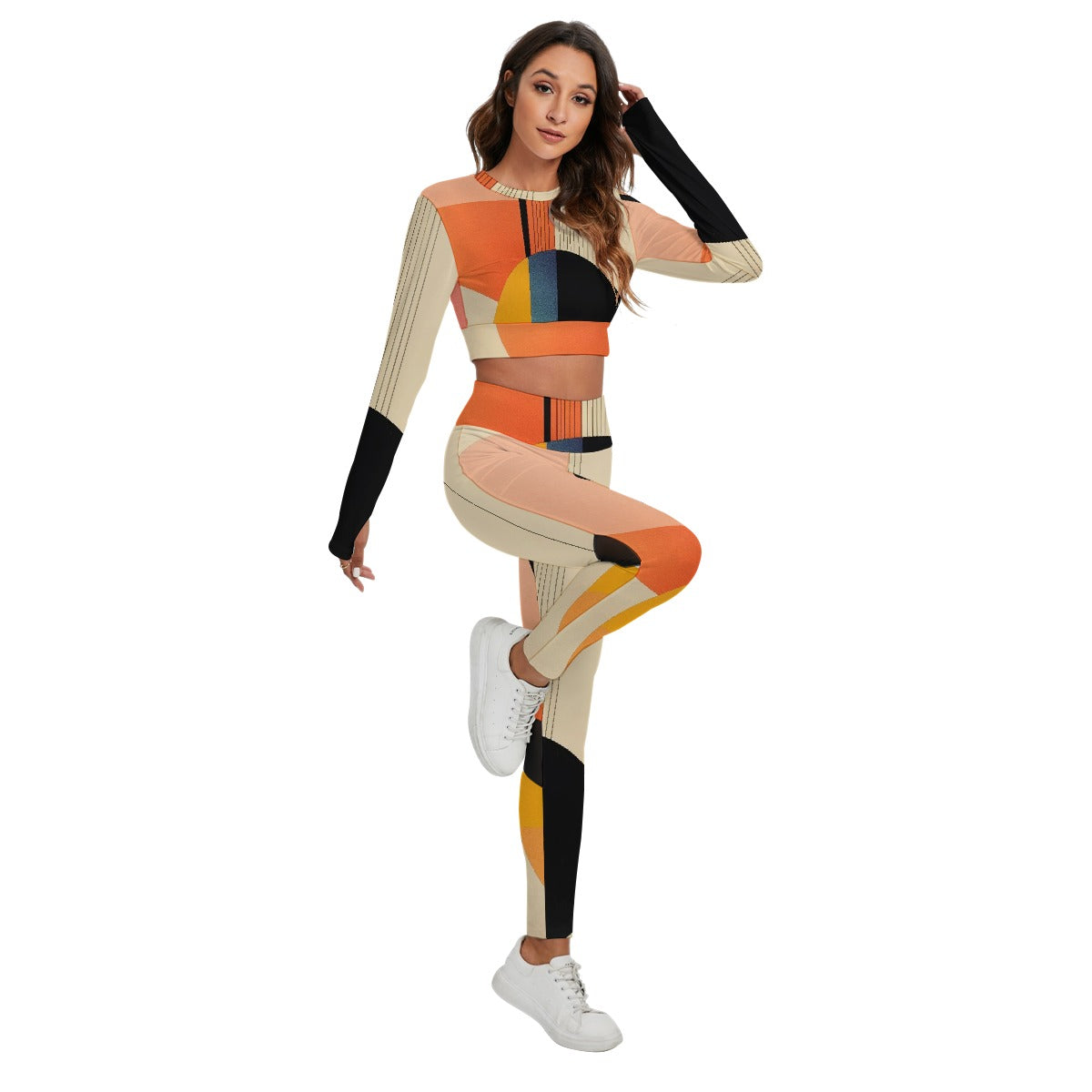 All-Over Print Women's Sport Set With Backless Top And Leggings