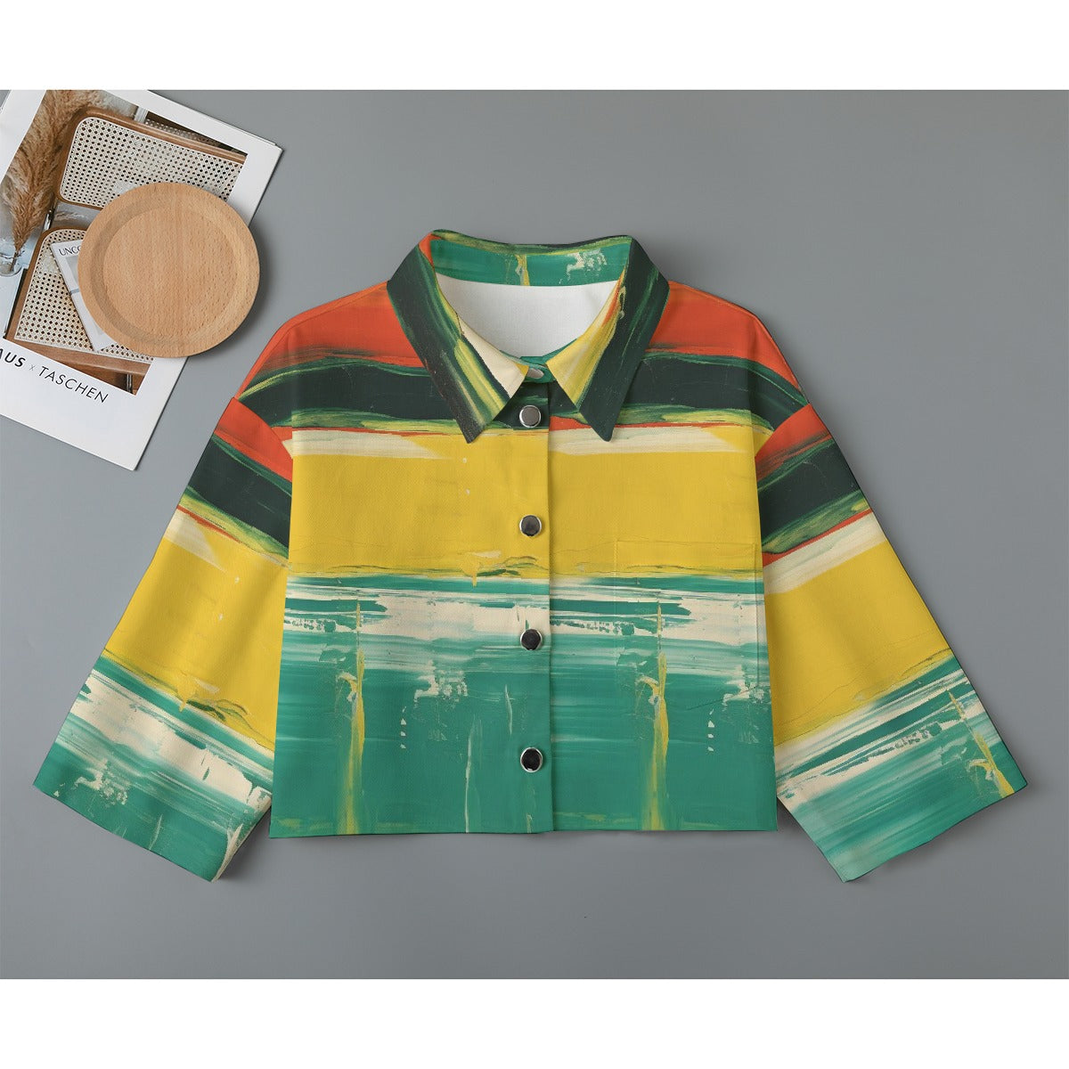 All-Over Print Women's Cropped Jacket | 245GSM Cotton
