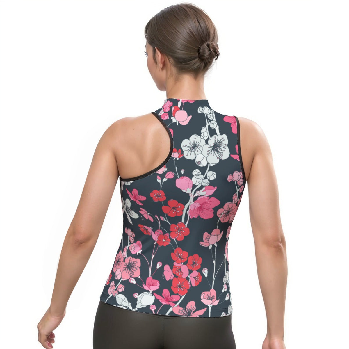 All-Over Print Women's Halter Sleeveless Asymmetrical Tank Top