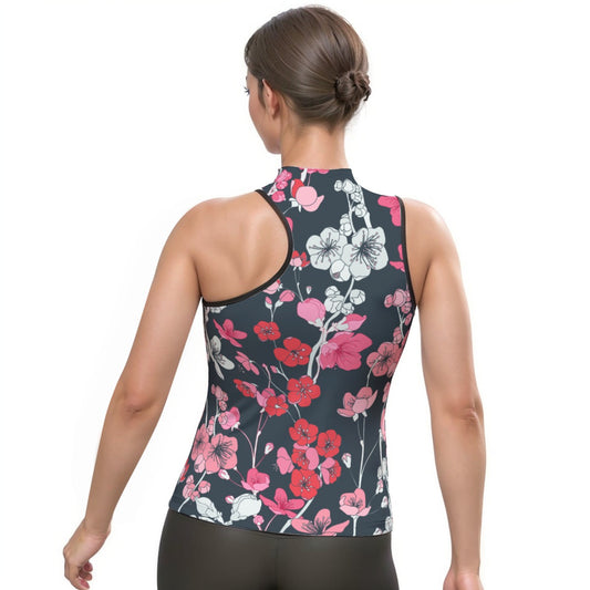 All-Over Print Women's Halter Sleeveless Asymmetrical Tank Top