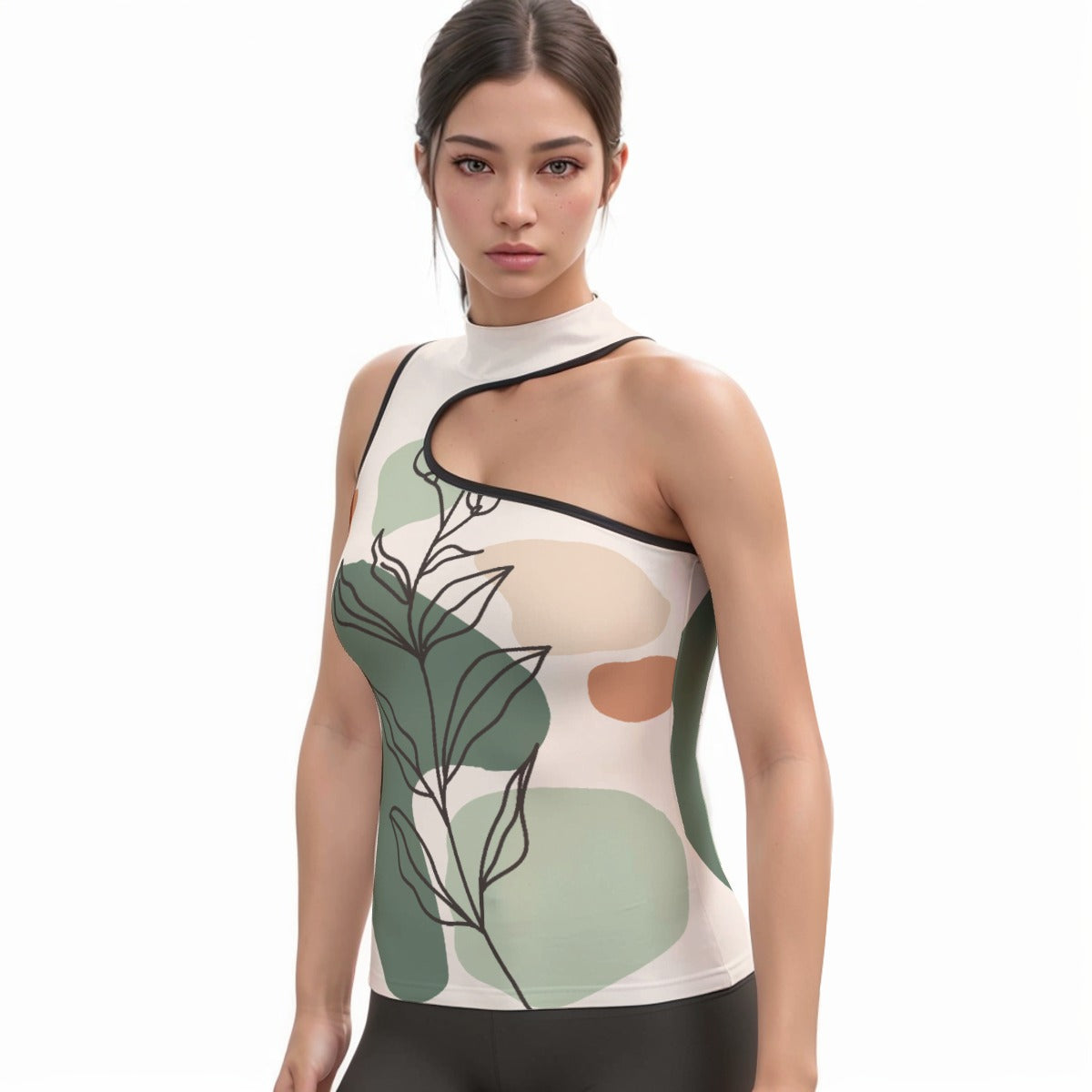 All-Over Print Women's Halter Sleeveless Asymmetrical Tank Top
