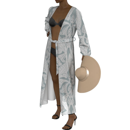 All-Over Print Women's Lace-up Chiffon Robe