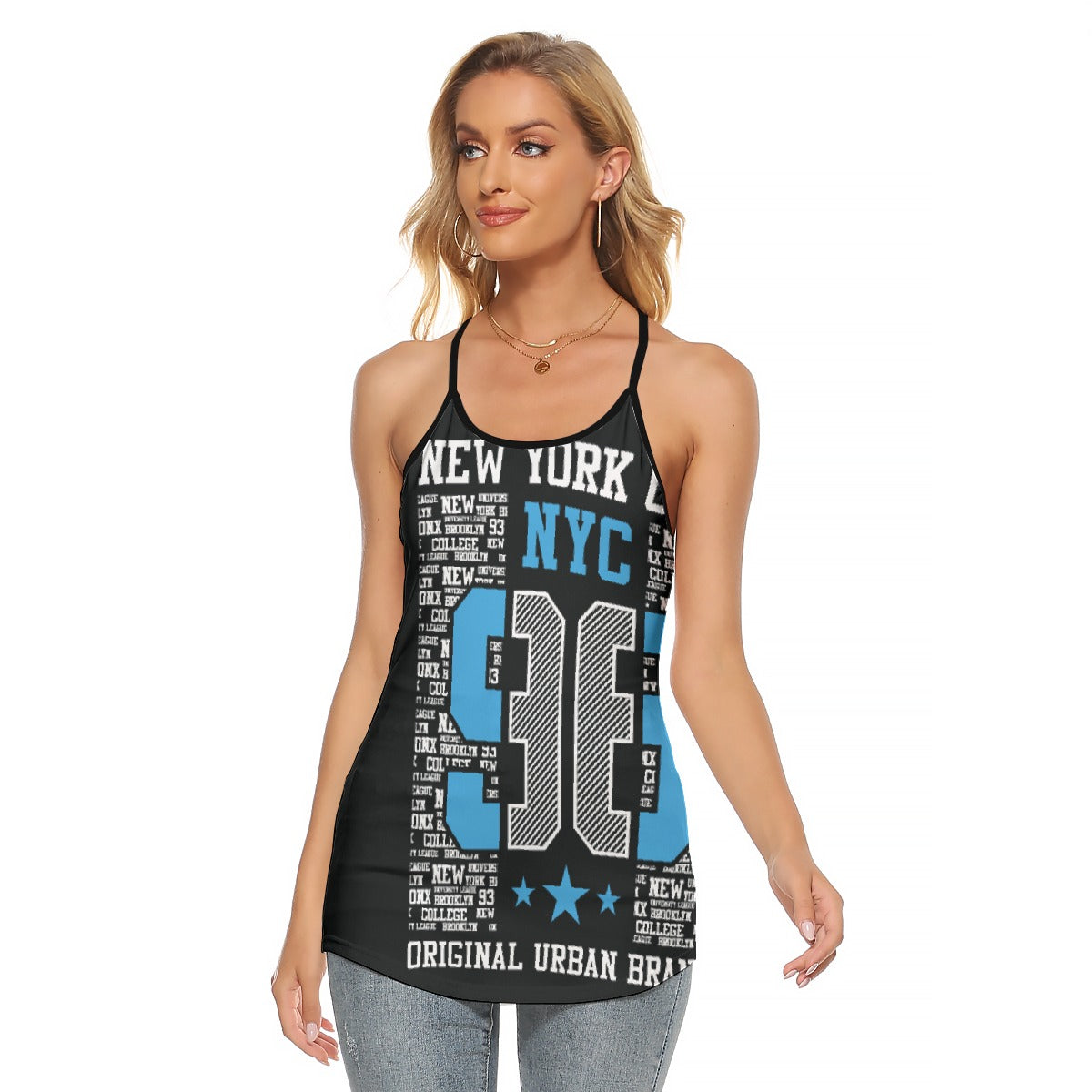 All-Over Print Women's Criss-Cross Open Back Tank Top