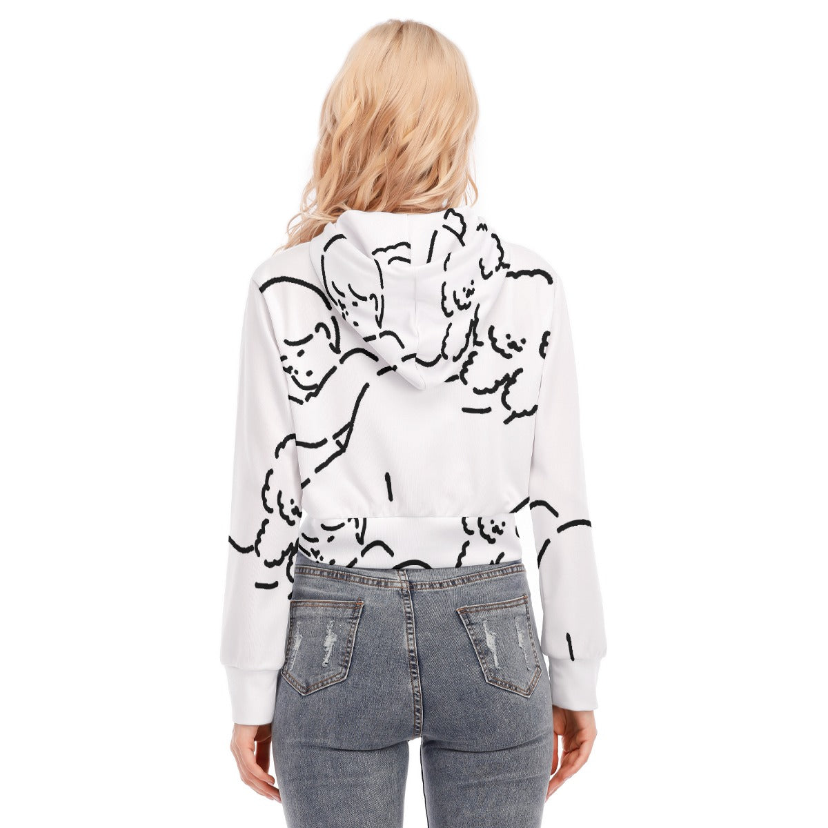 All-Over Print Women's Crop Top Hoodie With Zipper Closure