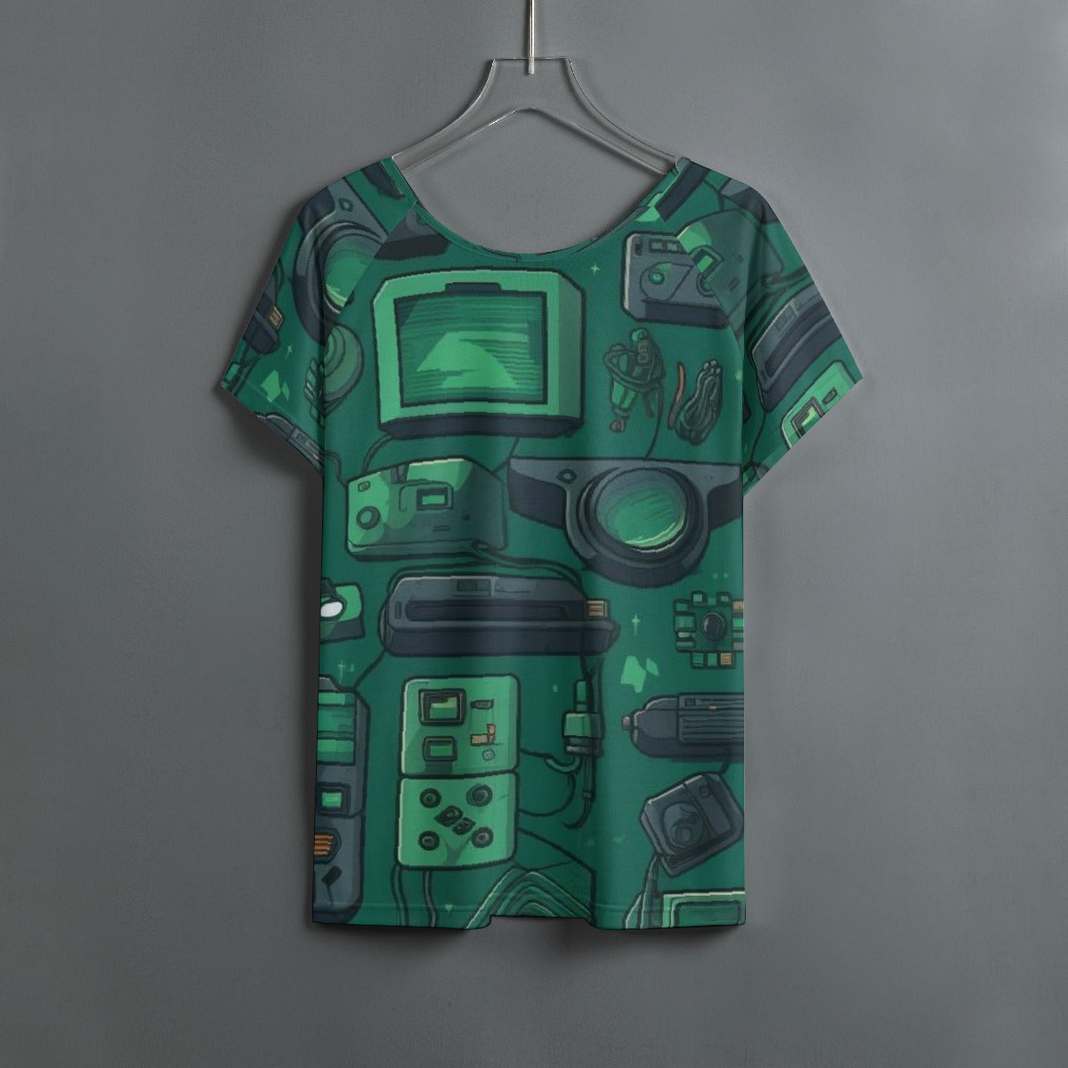 All-Over Print Women's Round Neck T-shirt With Raglan Sleeve