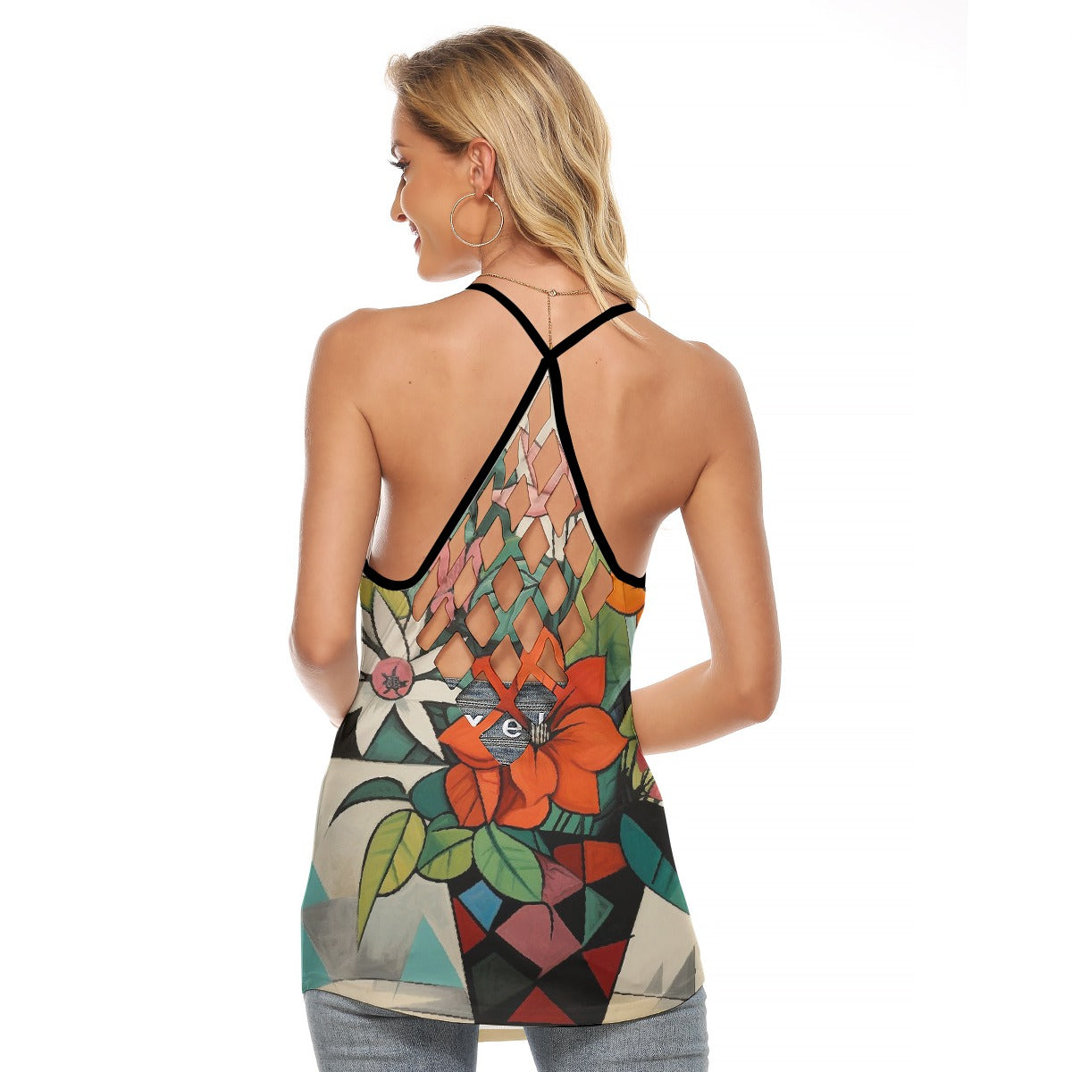 All-Over Print Women's Criss-Cross Open Back Tank Top