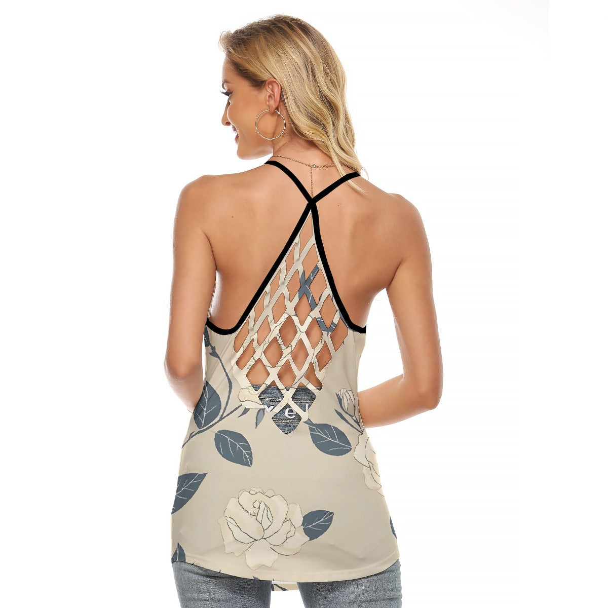 All-Over Print Women's Criss-Cross Open Back Tank Top