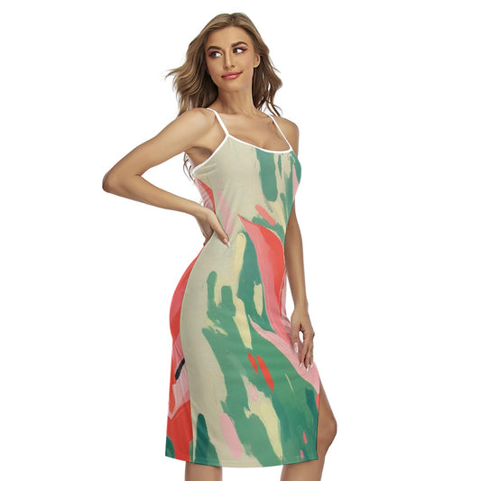 All-Over Print Women's Back Cross Cami Dress