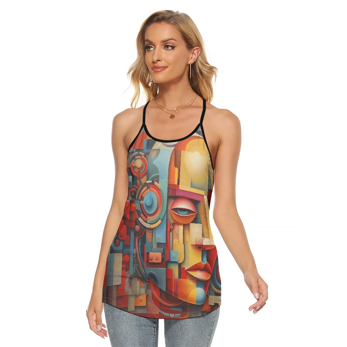 All-Over Print Women's Criss-Cross Open Back Tank Top