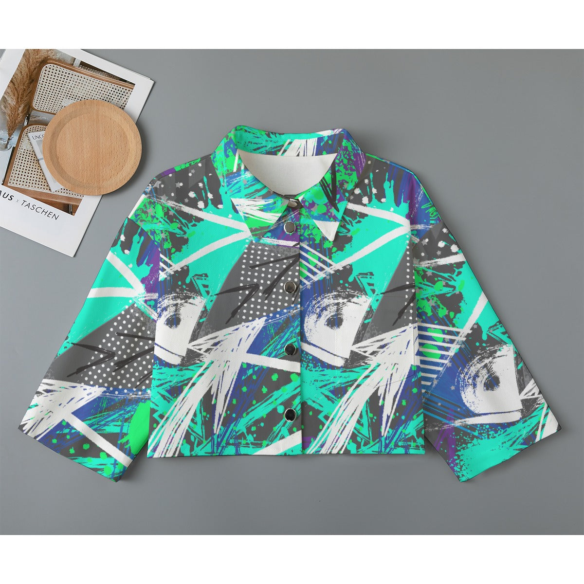 All-Over Print Women's Cropped Jacket | 245GSM Cotton