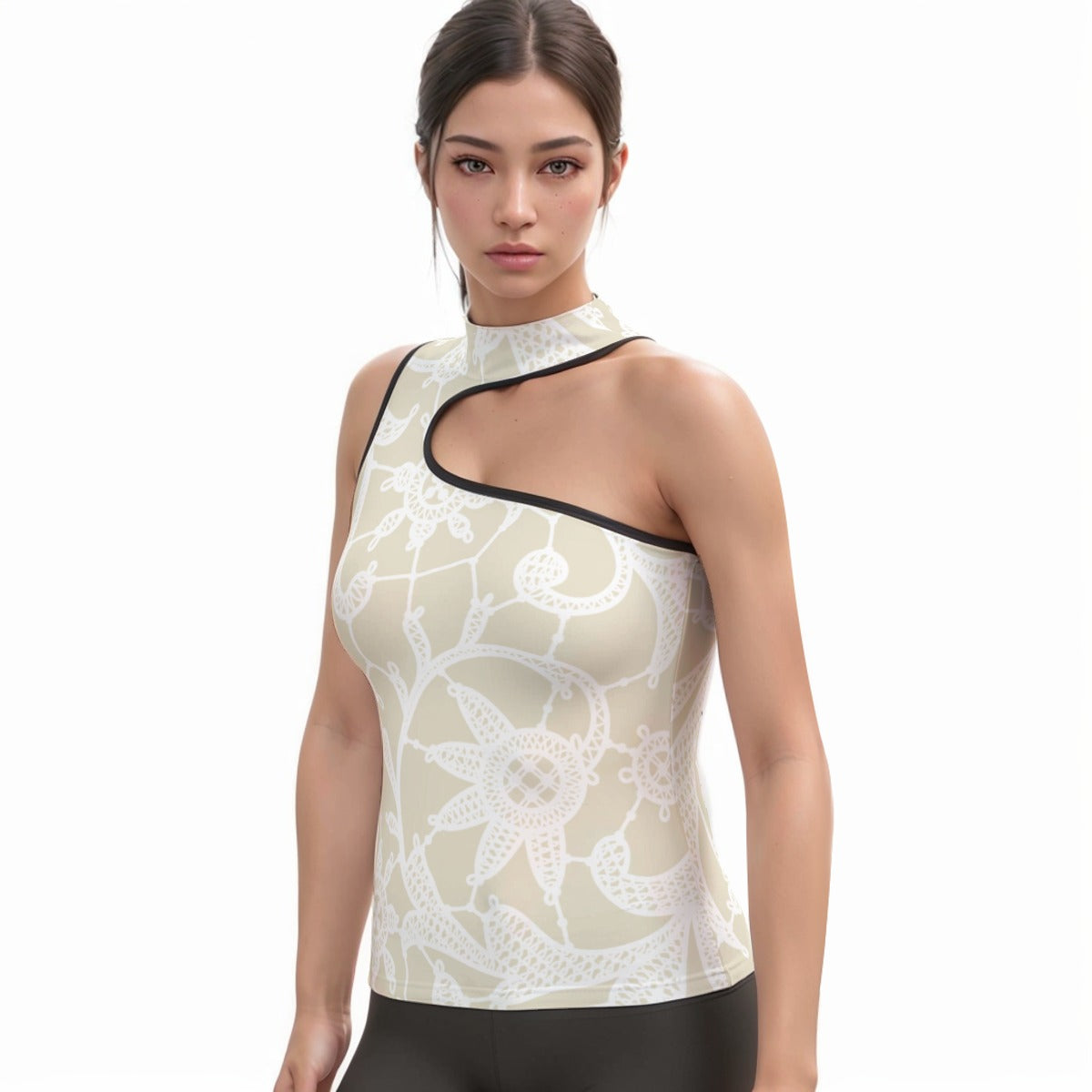 All-Over Print Women's Halter Sleeveless Asymmetrical Tank Top
