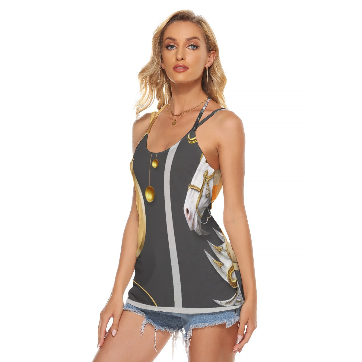 All-Over Print Women's Halter Top With Backless