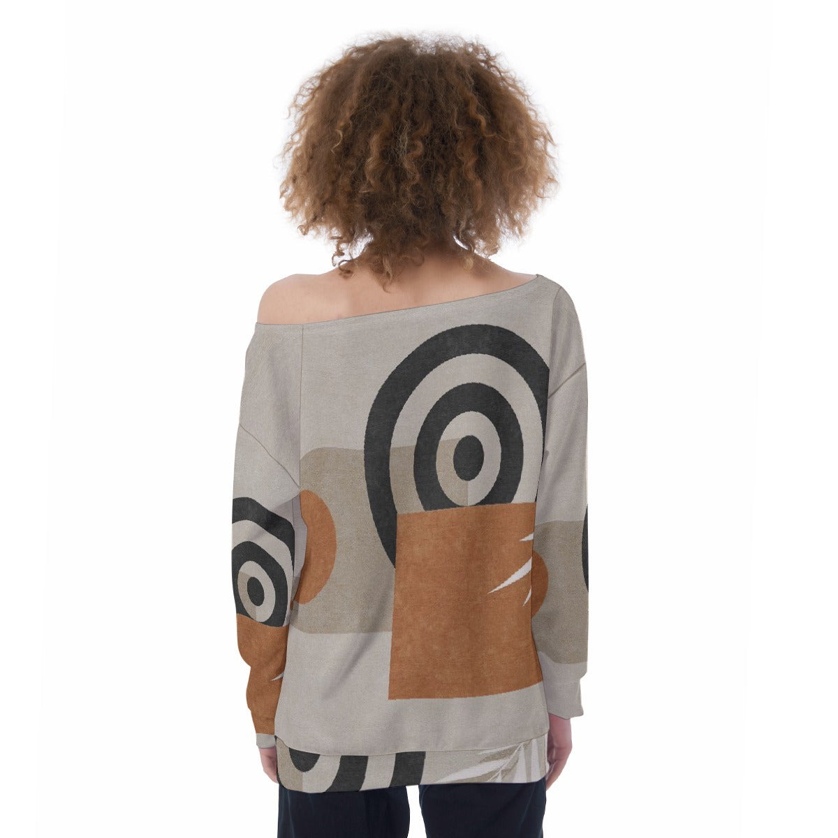 All-Over Print Oversized Women's Off-Shoulder Sweatshirt