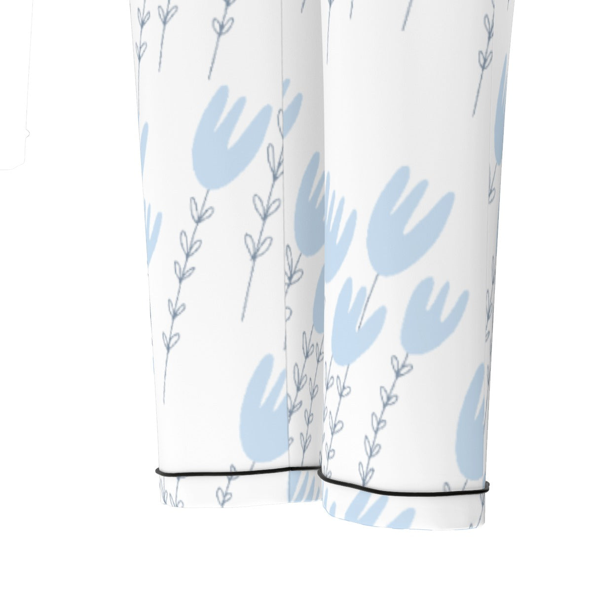 All-Over Print Women's Long Sleeve Pajama Set With Black Contrast Piping