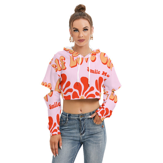 All-Over Print Women's Heavy Fleece Hoodie With Hollow Out Sleeve