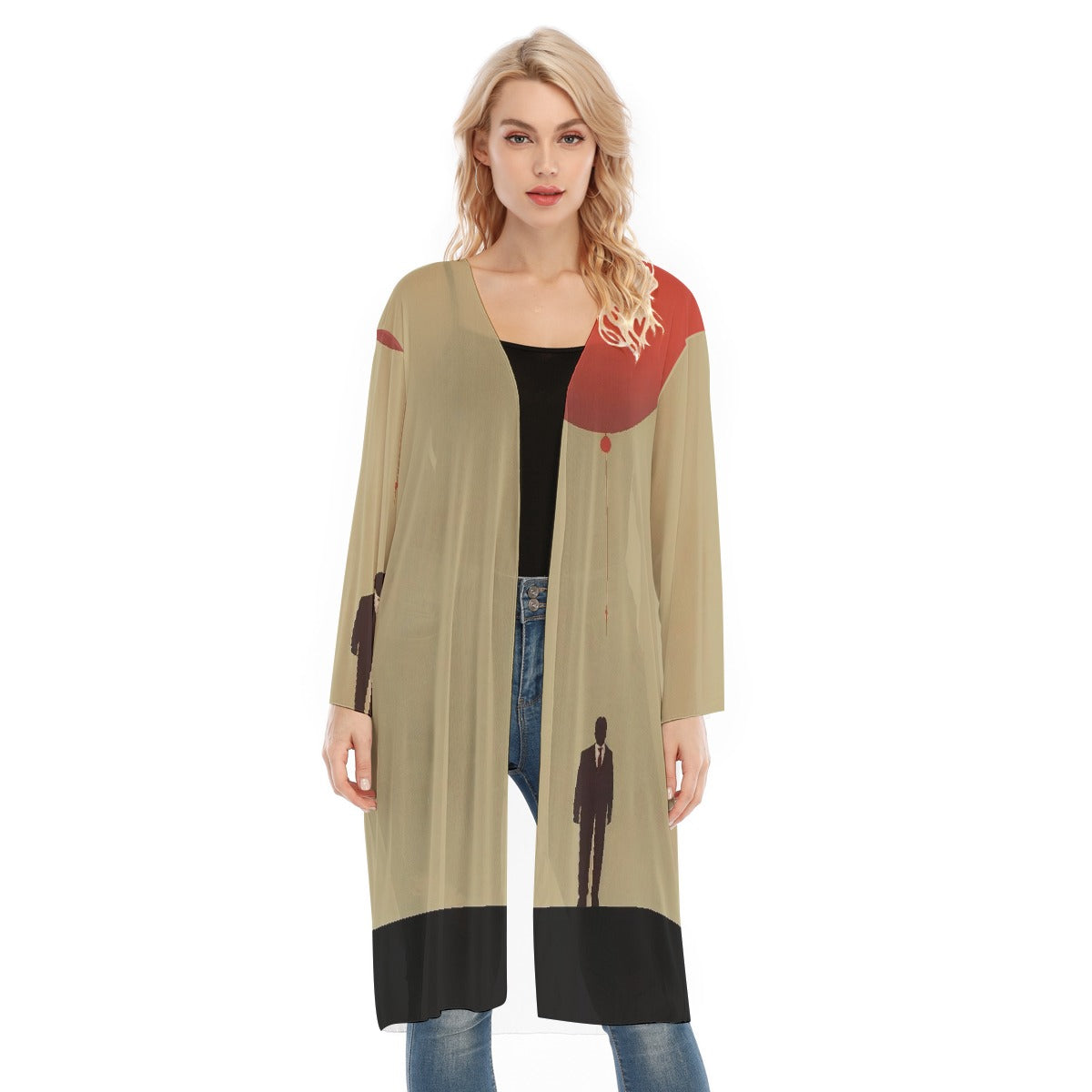 All- Over Print Women's Long Sleeve Mesh Cardigan