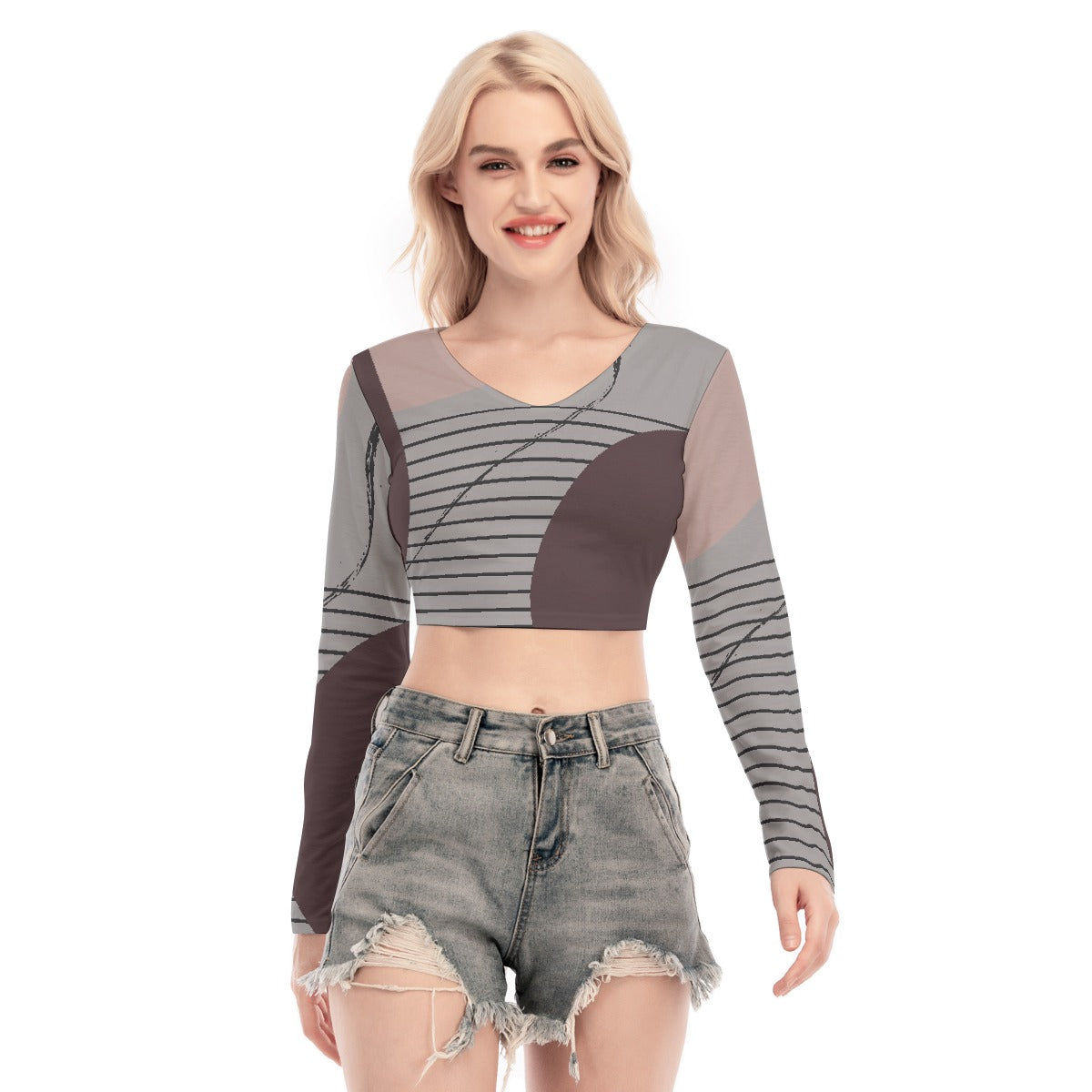 All-Over Print Women's Back Hollow T-shirt With Strap