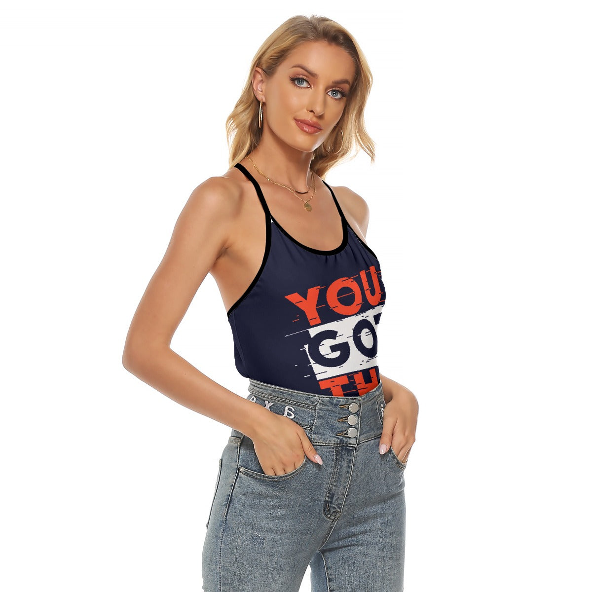 All-Over Print Women's Criss-Cross Open Back Tank Top
