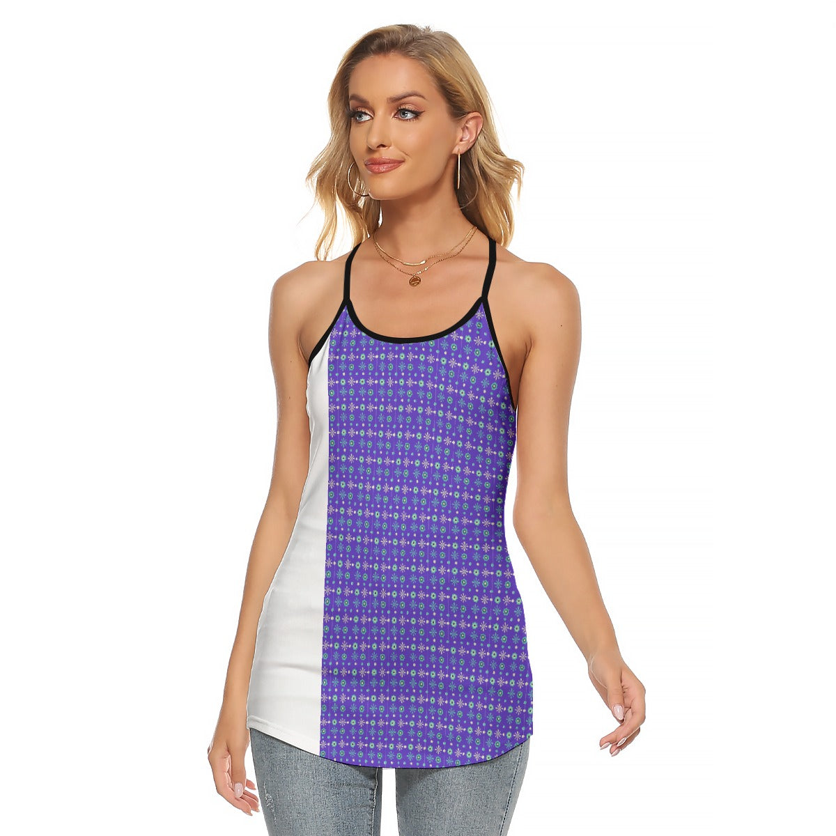 All-Over Print Women's Criss-Cross Open Back Tank Top