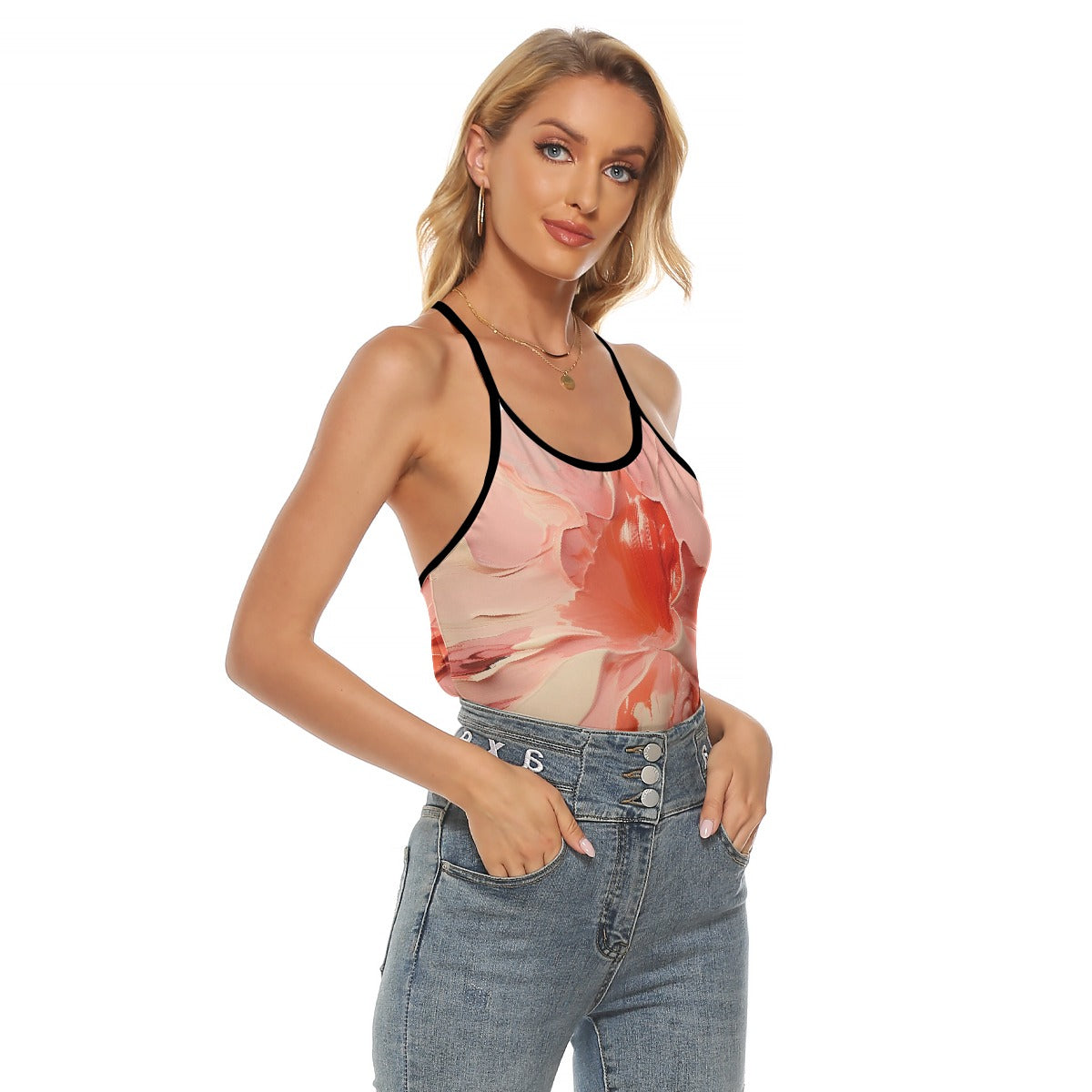 All-Over Print Women's Criss-Cross Open Back Tank Top