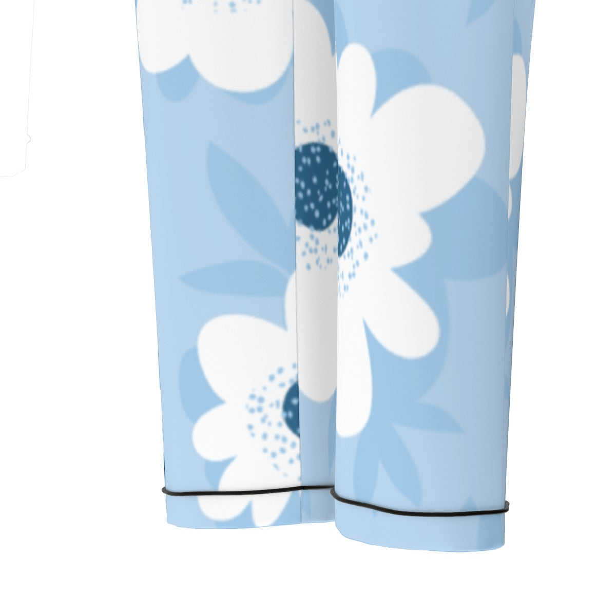 All-Over Print Women's Long Sleeve Pajama Set With Black Contrast Piping