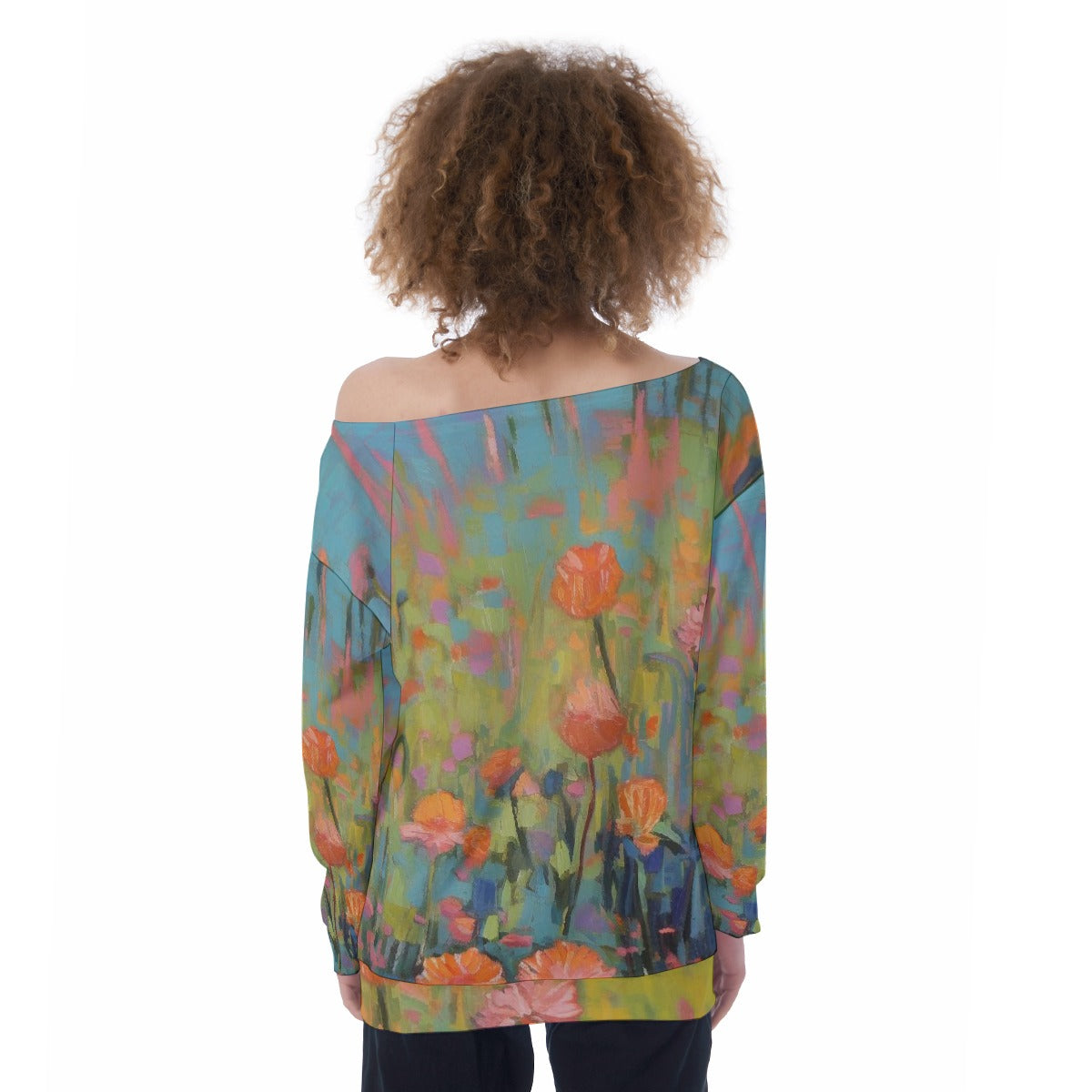 All-Over Print Oversized Women's Off-Shoulder Sweatshirt