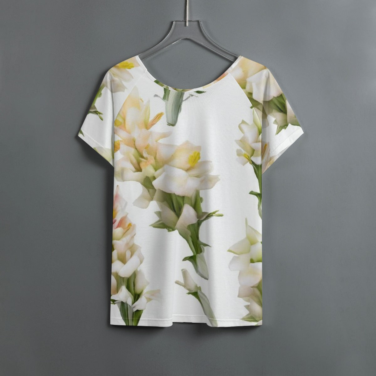 All-Over Print Women's Round Neck T-shirt With Raglan Sleeve