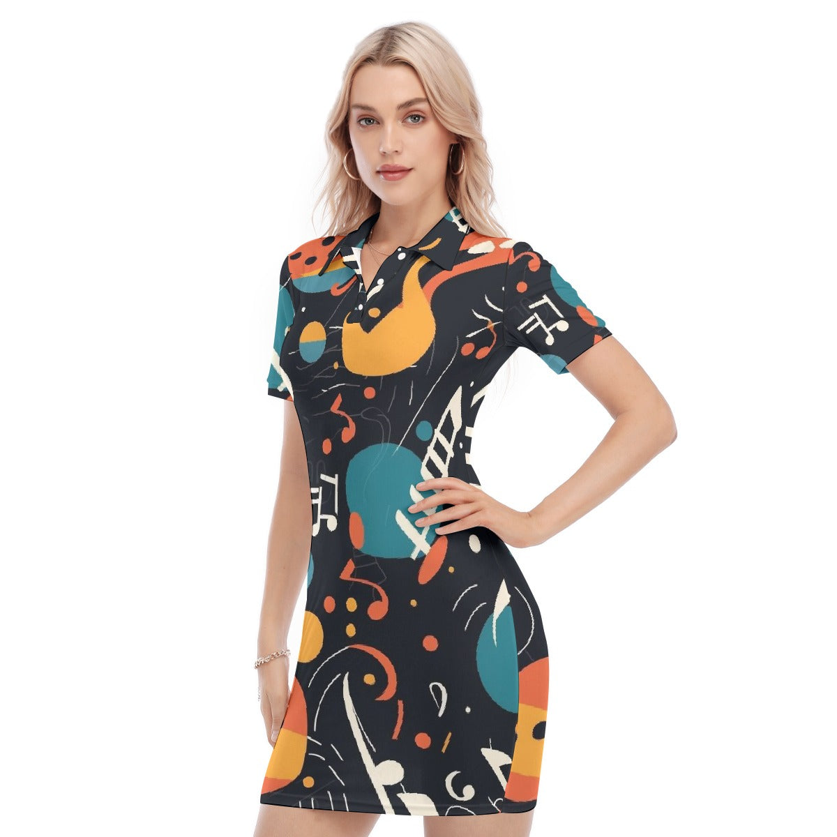 All-Over Print Women's Polo Collar Dress