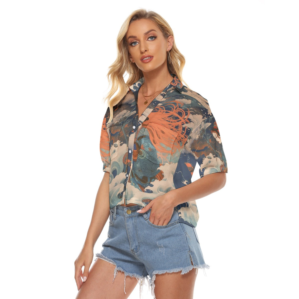 All-Over Print Women's V-neck Shirts