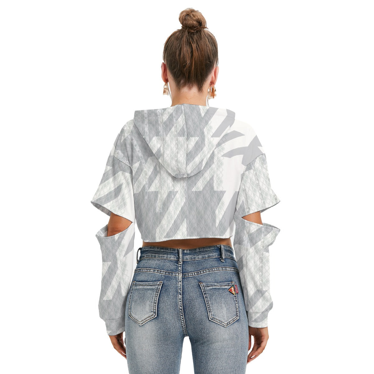 All-Over Print Women's Heavy Fleece Hoodie With Hollow Out Sleeve