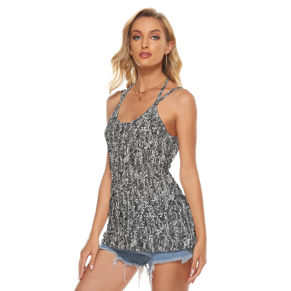 All-Over Print Women's Halter Top With Backless