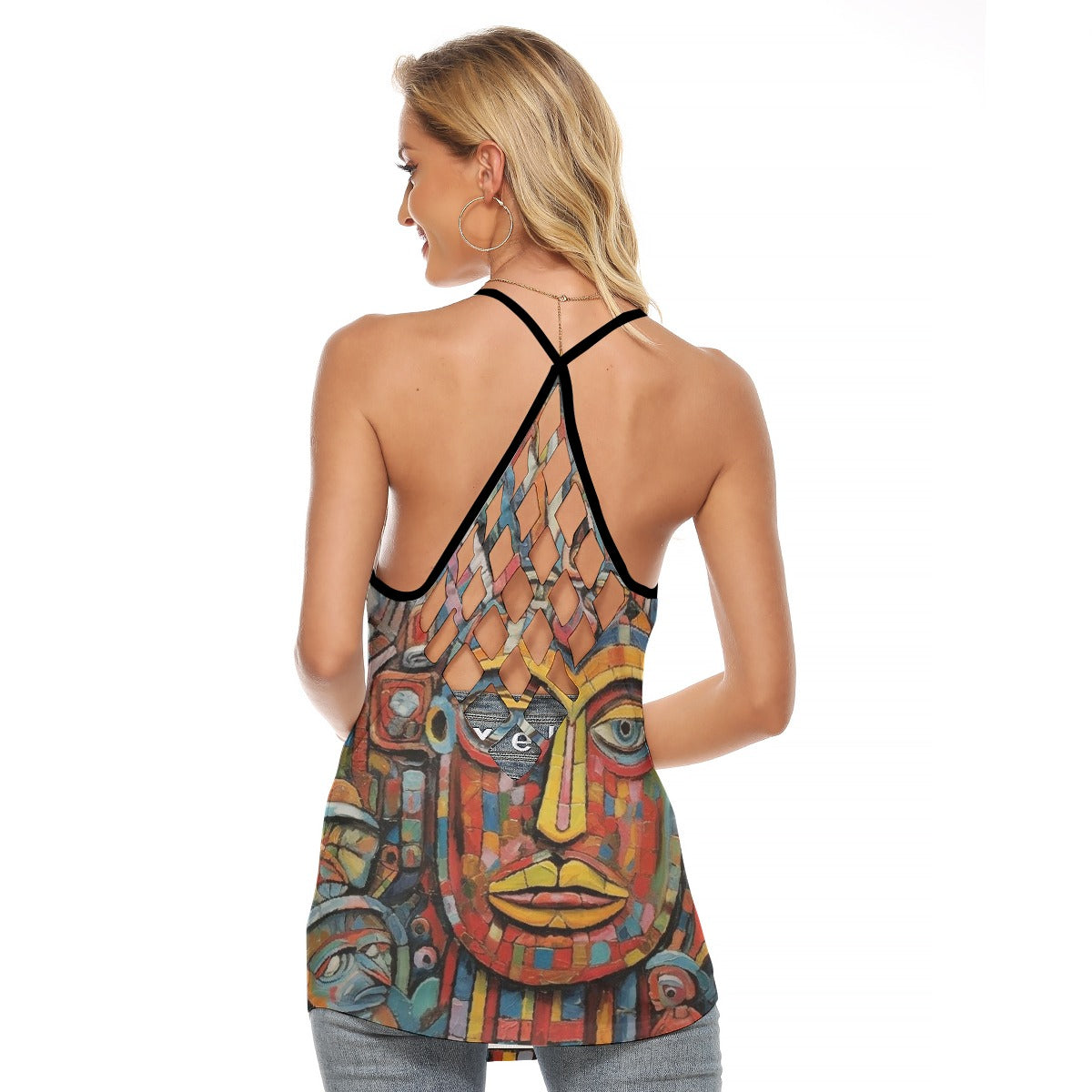 All-Over Print Women's Criss-Cross Open Back Tank Top