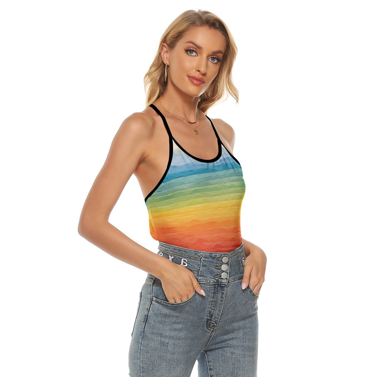 All-Over Print Women's Criss-Cross Open Back Tank Top