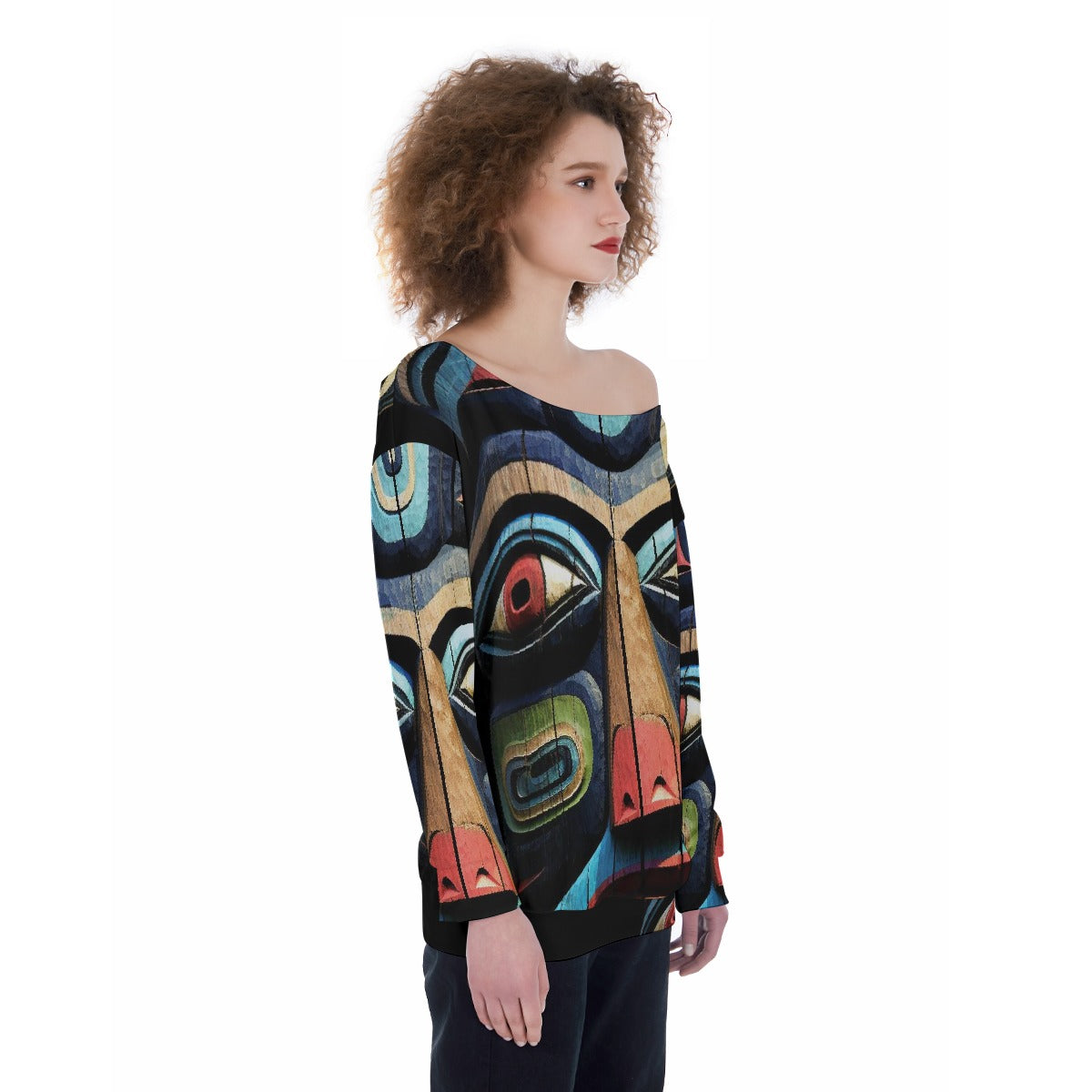 All-Over Print Oversized Women's Off-Shoulder Sweatshirt