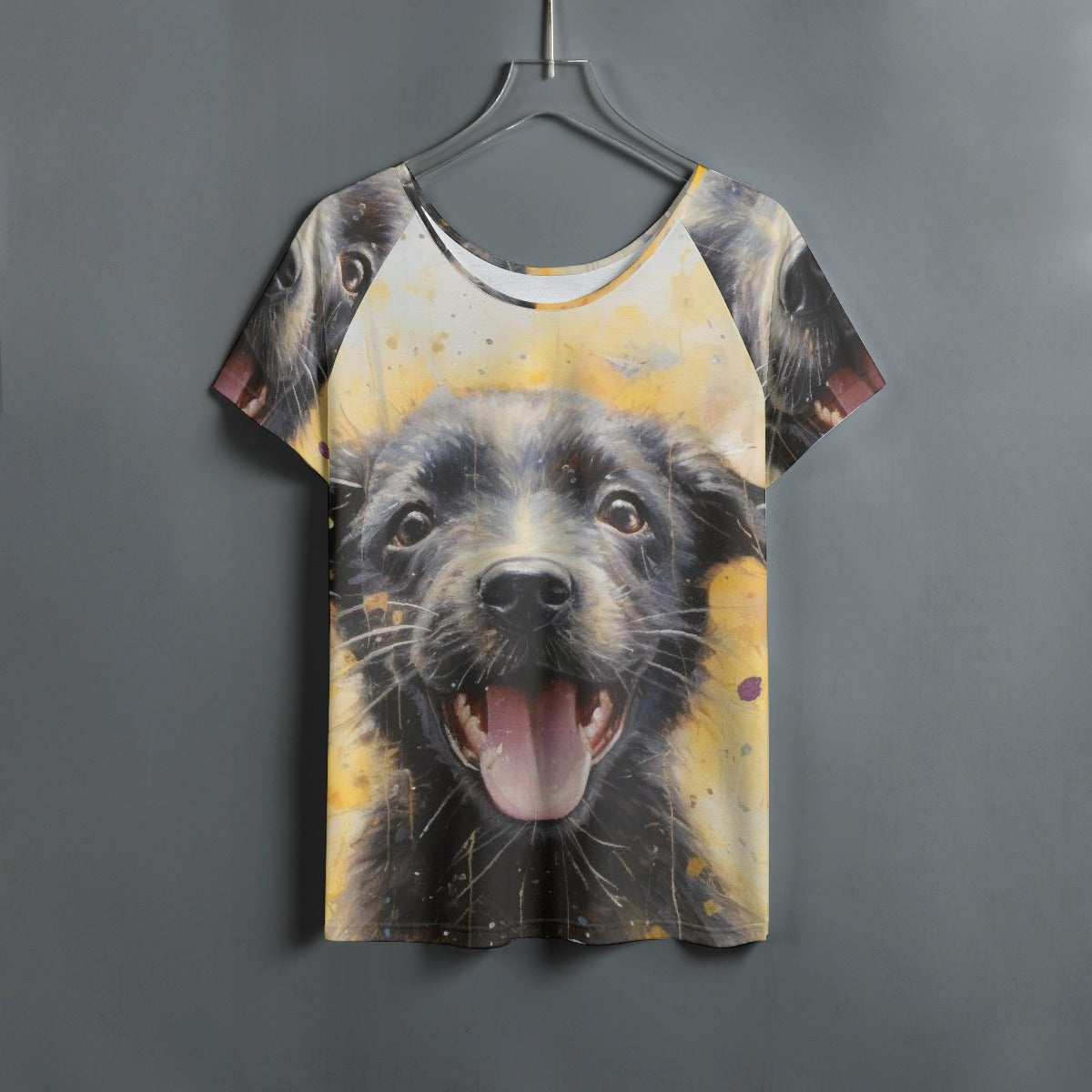 All-Over Print Women's Round Neck T-shirt With Raglan Sleeve