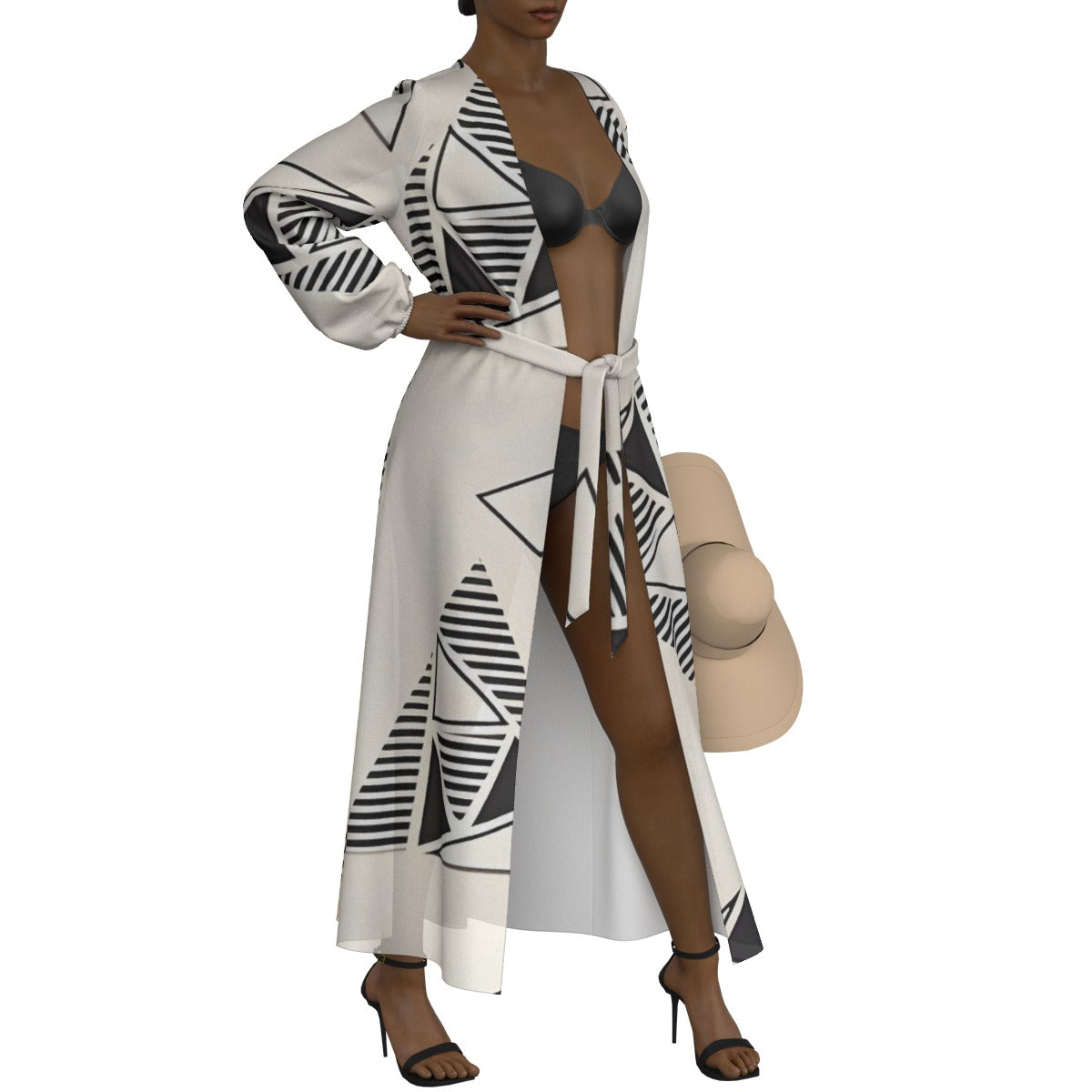 All-Over Print Women's Lace-up Chiffon Robe