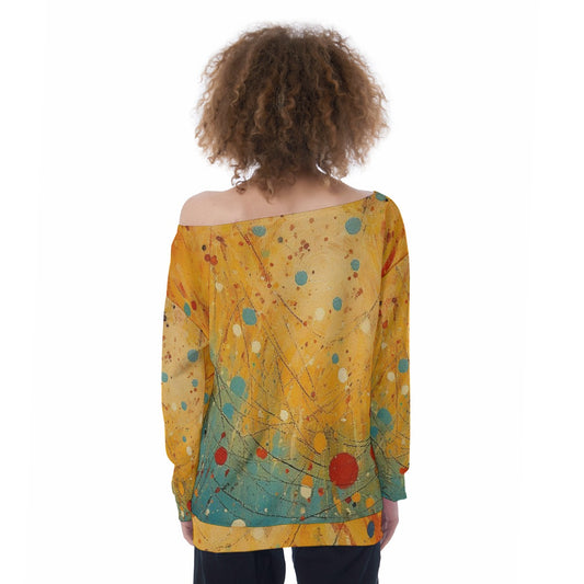 All-Over Print Oversized Women's Off-Shoulder Sweatshirt