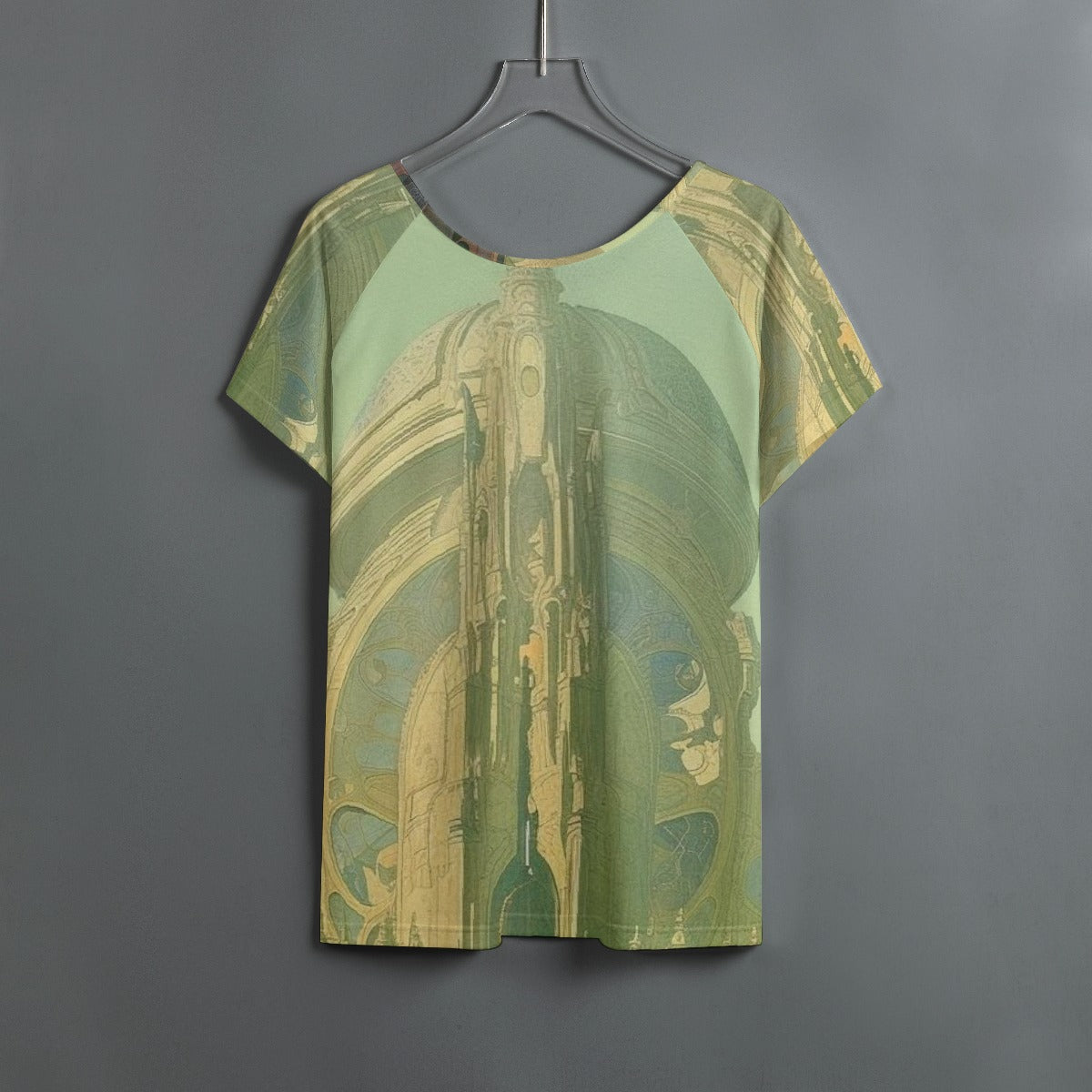 All-Over Print Women's Round Neck T-shirt With Raglan Sleeve