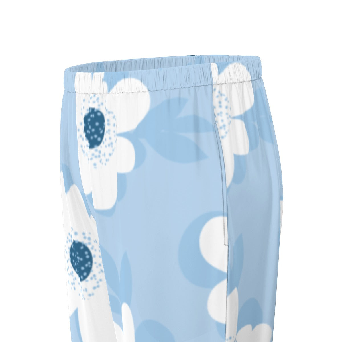 All-Over Print Women's Long Sleeve Pajama Set With Black Contrast Piping