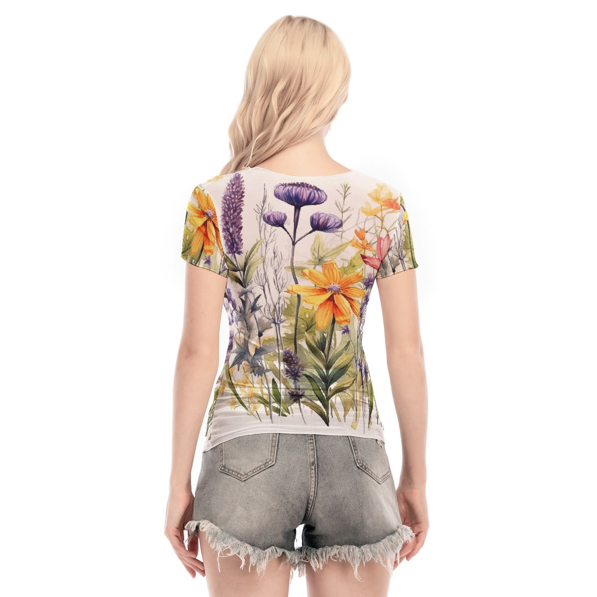 All-Over Print Women's Short Sleeve Mesh Blouse