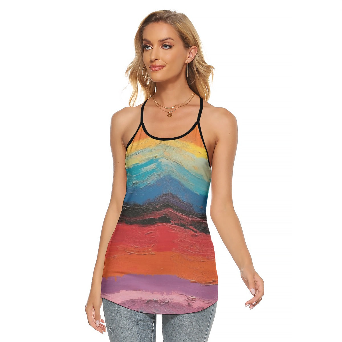 All-Over Print Women's Criss-Cross Open Back Tank Top