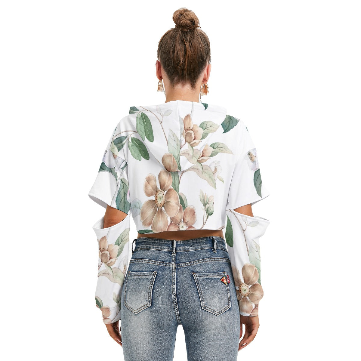 All-Over Print Women's Heavy Fleece Hoodie With Hollow Out Sleeve