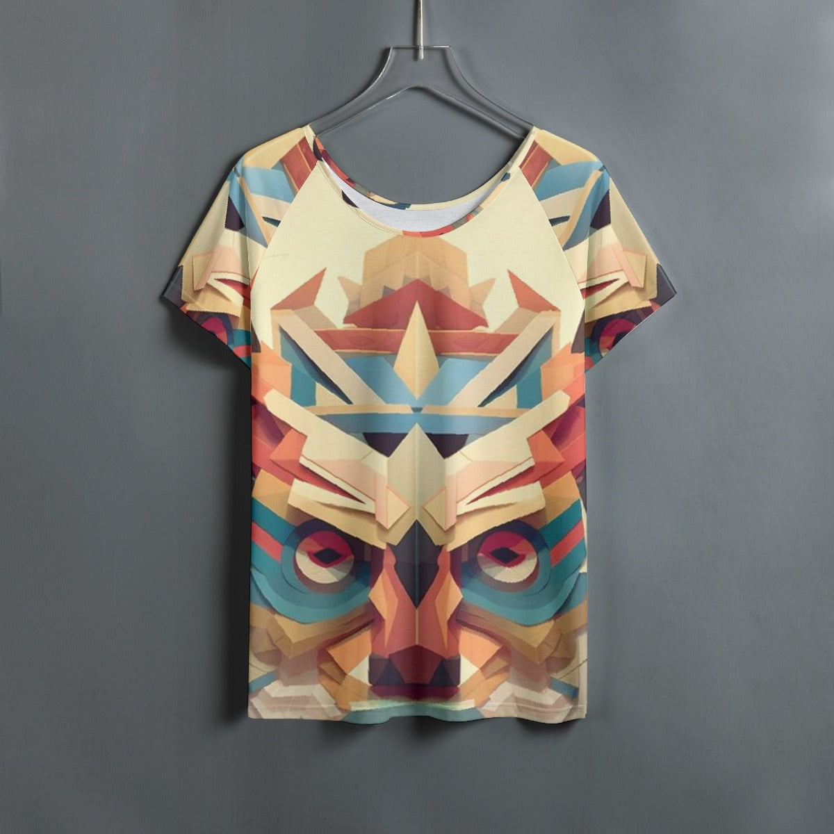 All-Over Print Women's Round Neck T-shirt With Raglan Sleeve