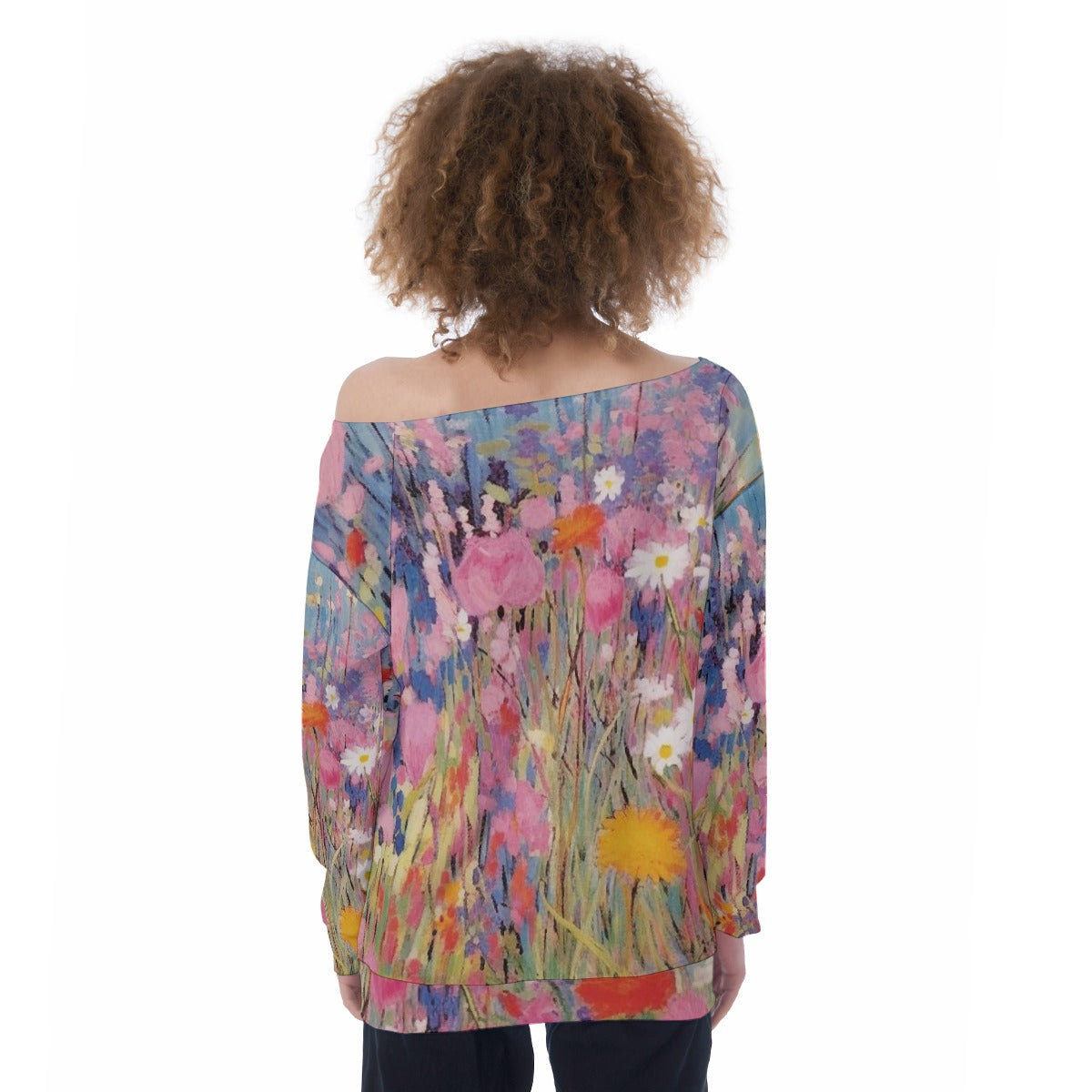 All-Over Print Oversized Women's Off-Shoulder Sweatshirt