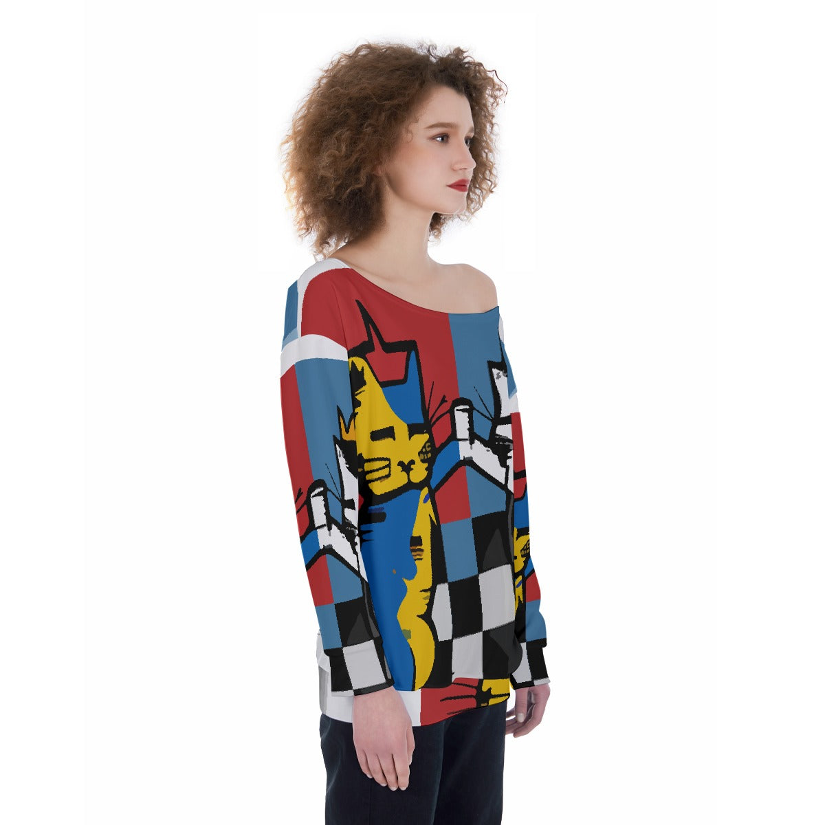 All-Over Print Oversized Women's Off-Shoulder Sweatshirt