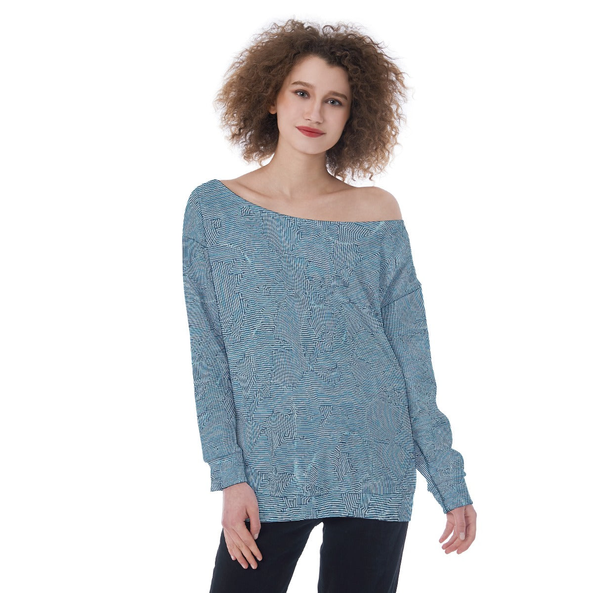 All-Over Print Oversized Women's Off-Shoulder Sweatshirt