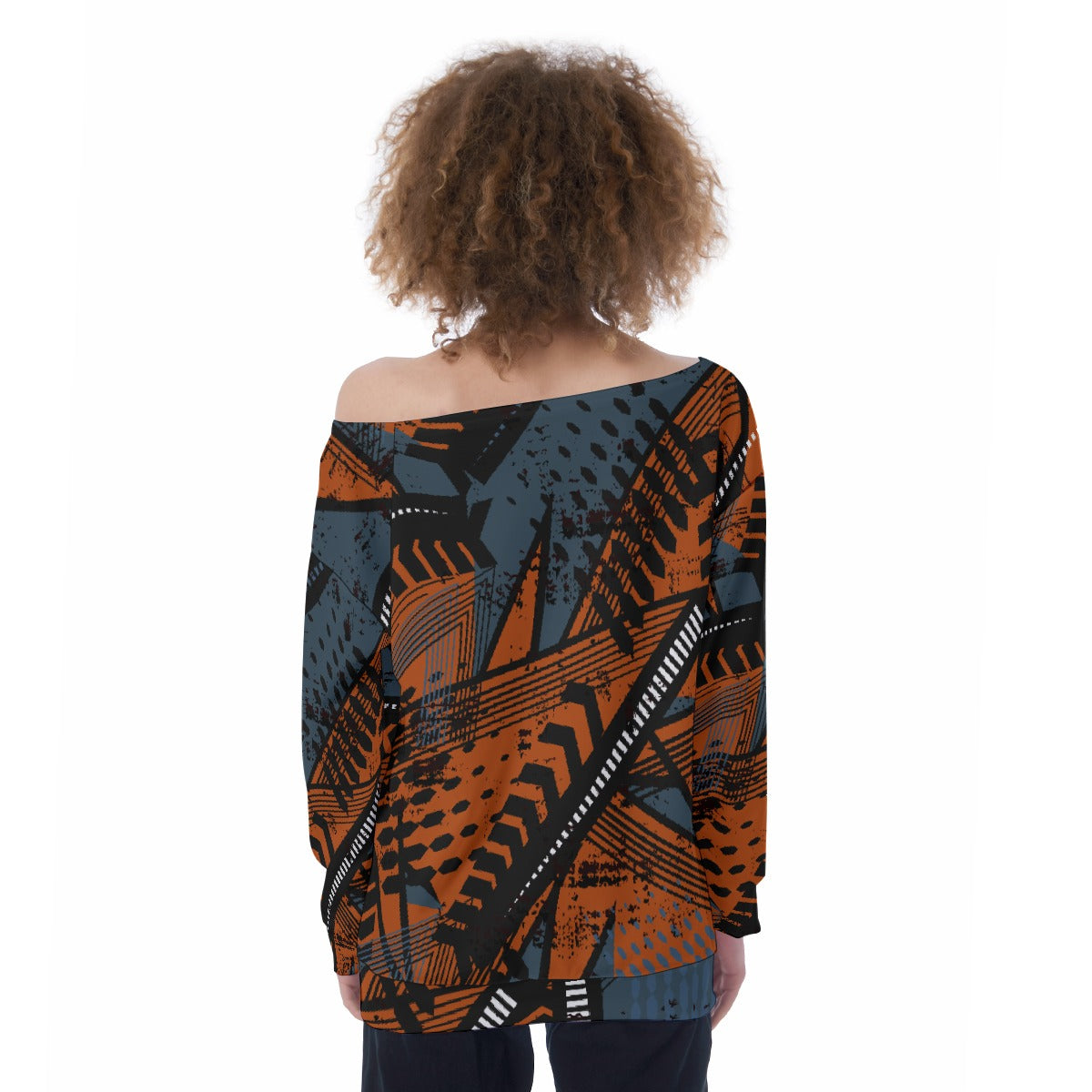 All-Over Print Oversized Women's Off-Shoulder Sweatshirt