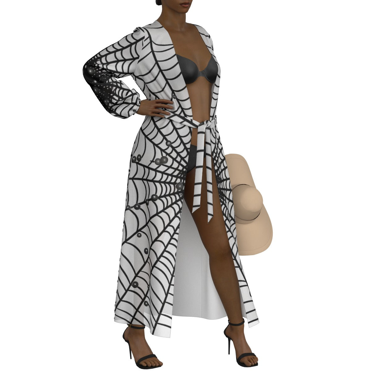 All-Over Print Women's Lace-up Chiffon Robe